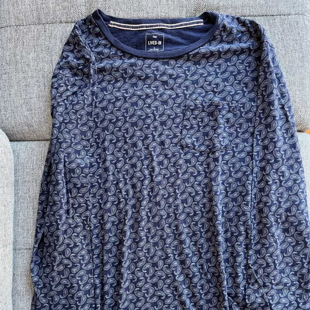 Mens Gap size L blue crew neck long sleeve